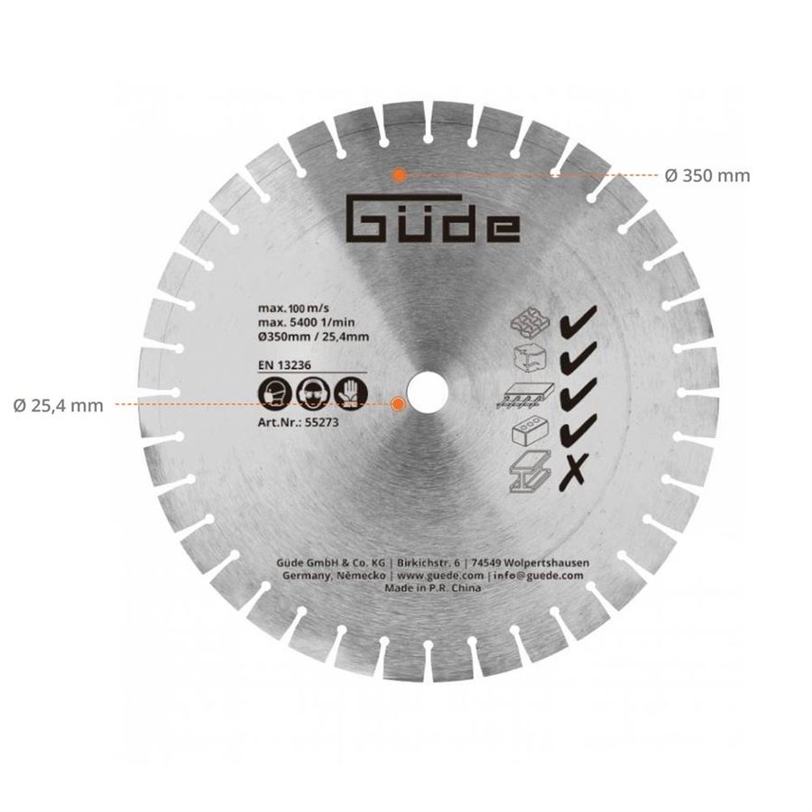 Diamantový kotouč segmentový 350 x 25,4 x 2,2 mm