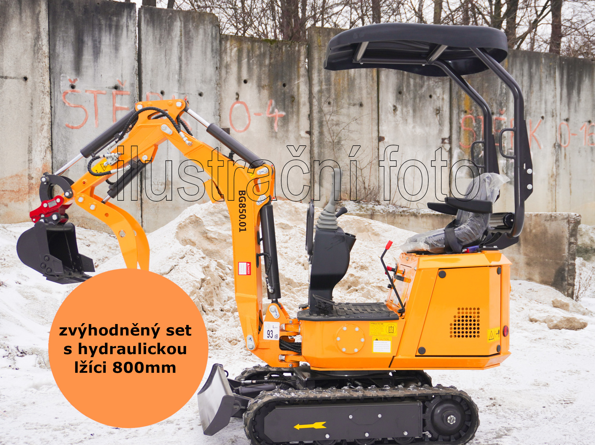 Minibagr BG850.01 II B&S zvýhodněný set s hydraulickou lžíci 800mm