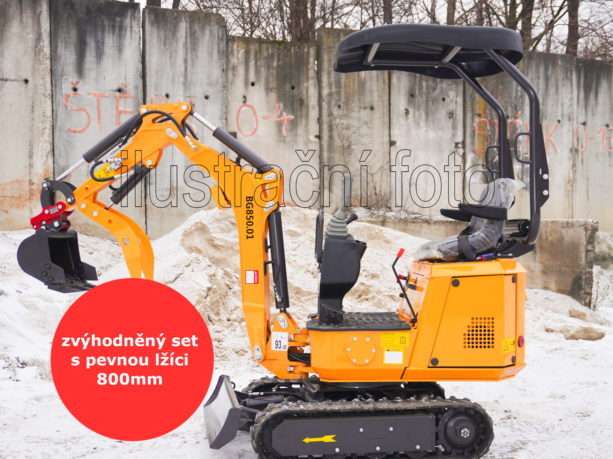 Minibagr BG850.01 II B&S zvýhodněný set s pevnou lžíci 800mm