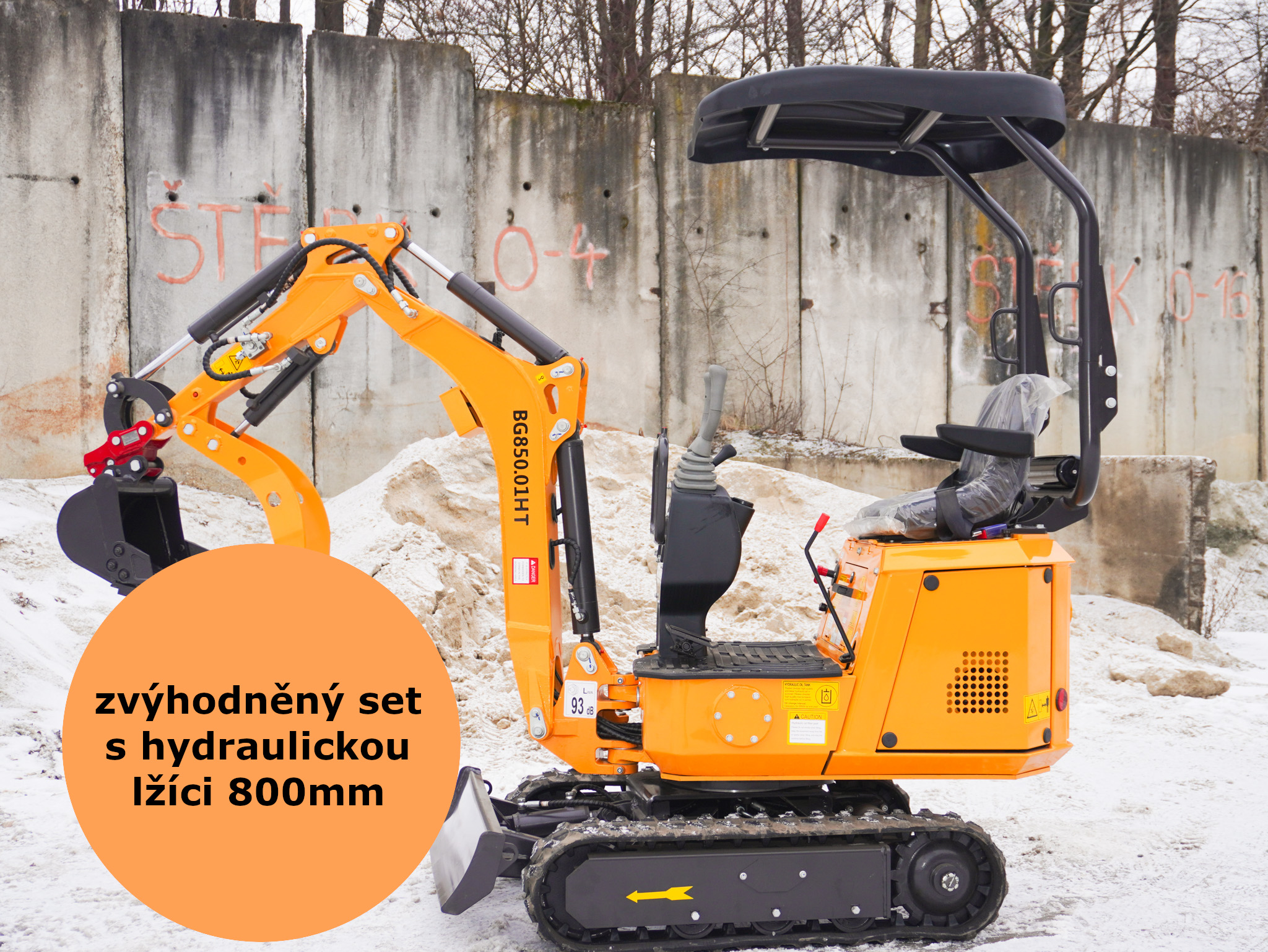 Minibagr BG850.01 HT zvýhodněný set s hydraulickou lžíci 800mm