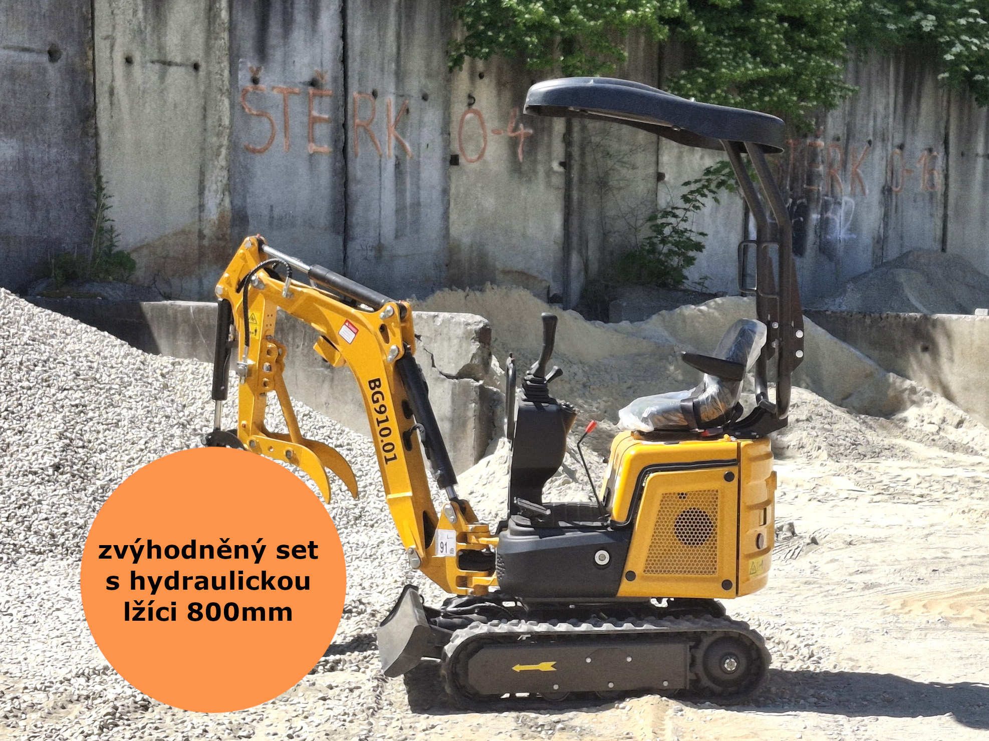 Minibagr BG910.01 II zvýhodněný set s hydraulickou lžíci 800mm