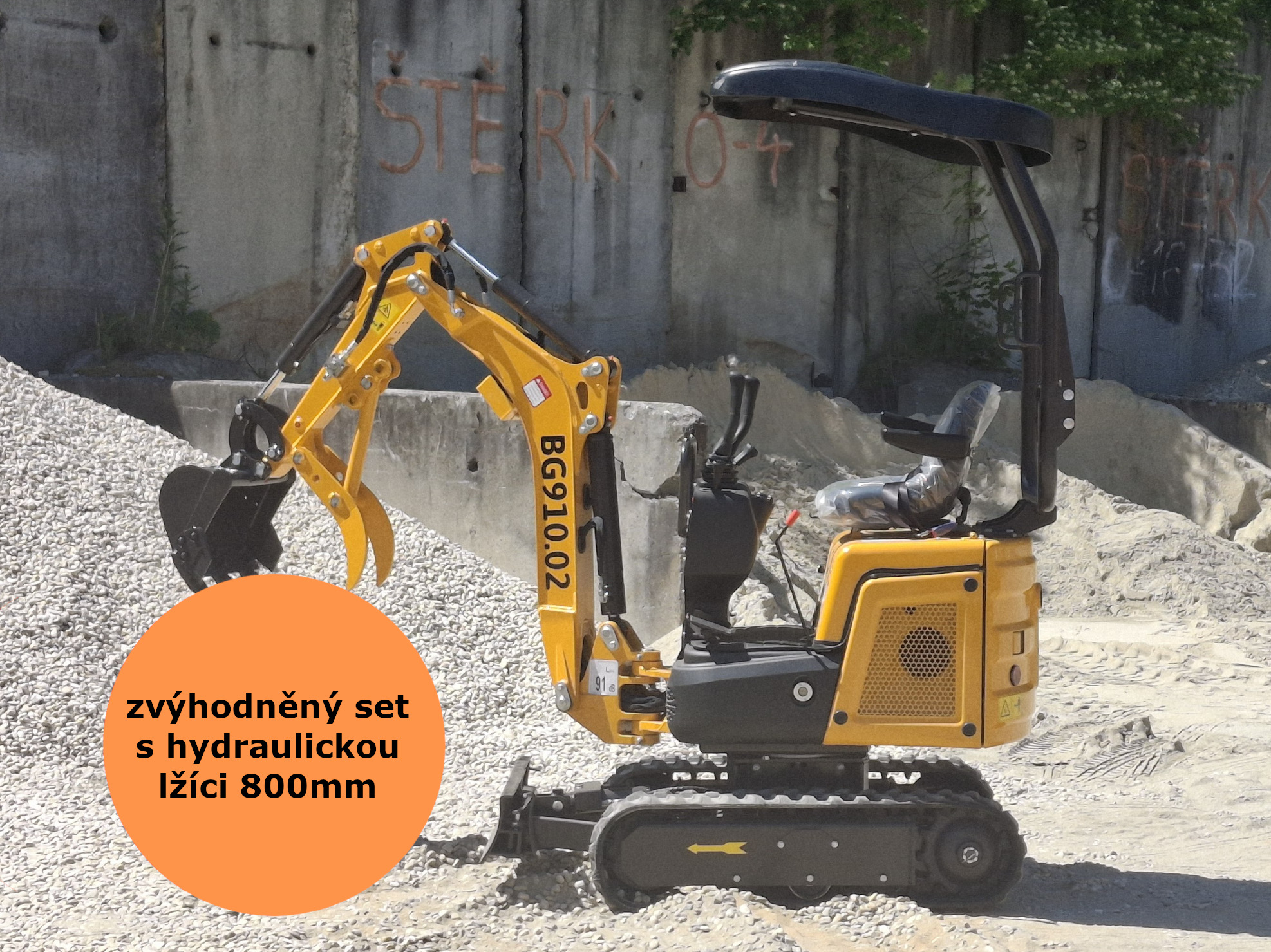 Minibagr BG910.02 II zvýhodněný set s hydraulickou lžíci 800mm